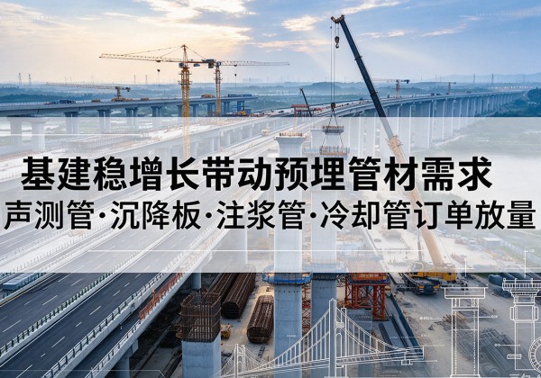 达孜基建稳增长带动预埋监测管材需求，声测管、沉降板、注浆管订单持续放量